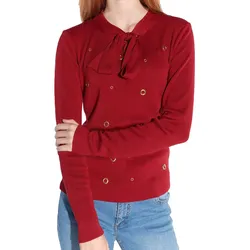vestino Damen Pullover mit Schleife Langarm-Shirt Strick-Pullover 901158 Rot - M
