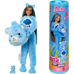 Barbie-Puppe der Cutie Reveal Glücksbärchis-Reihe mit Accessoires und Brummbärchi-Kostüm, 10 Überraschungen