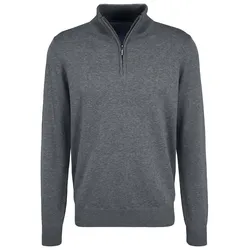 Troyer FYNCH-HATTON, Herren, Gr. L (52), grau (steel), Strick, Obermaterial: 100% Baumwolle, unifarben, casual, bequem, Langarm Bündchen, Pullover, mit Logostickerei
