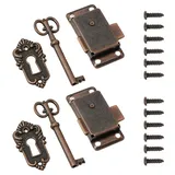Antikes Schranktürschloss-Set, Schmuckschrank, antikes Schloss, Schubladenschloss, dreiteiliges Set, 2 Stück