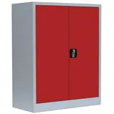 Lüllmann Stahl-Aktenschrank Metallschrank abschließbar Büroschrank Stahlschrank 100 x 80 x 38,3cm Grau/Rot