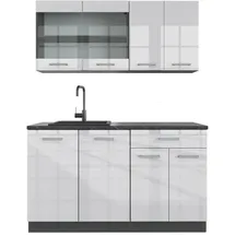 Vicco Küchenzeile R-Line 140 cm Anthrazit/Weiß Hochglanz