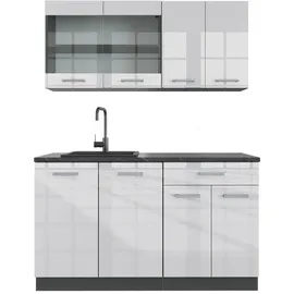 Vicco Küchenzeile R-Line 140 cm Anthrazit/Weiß Hochglanz