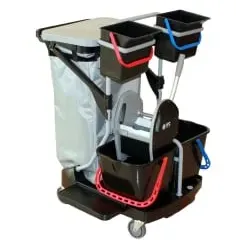 TASKI Enviro Reinigungswagen, 6-teilig D7524195 , 1 Set = 1 Trolley, 2 Tucheimer, 2 Mopp-Eimer, 1 Mopp-Presse