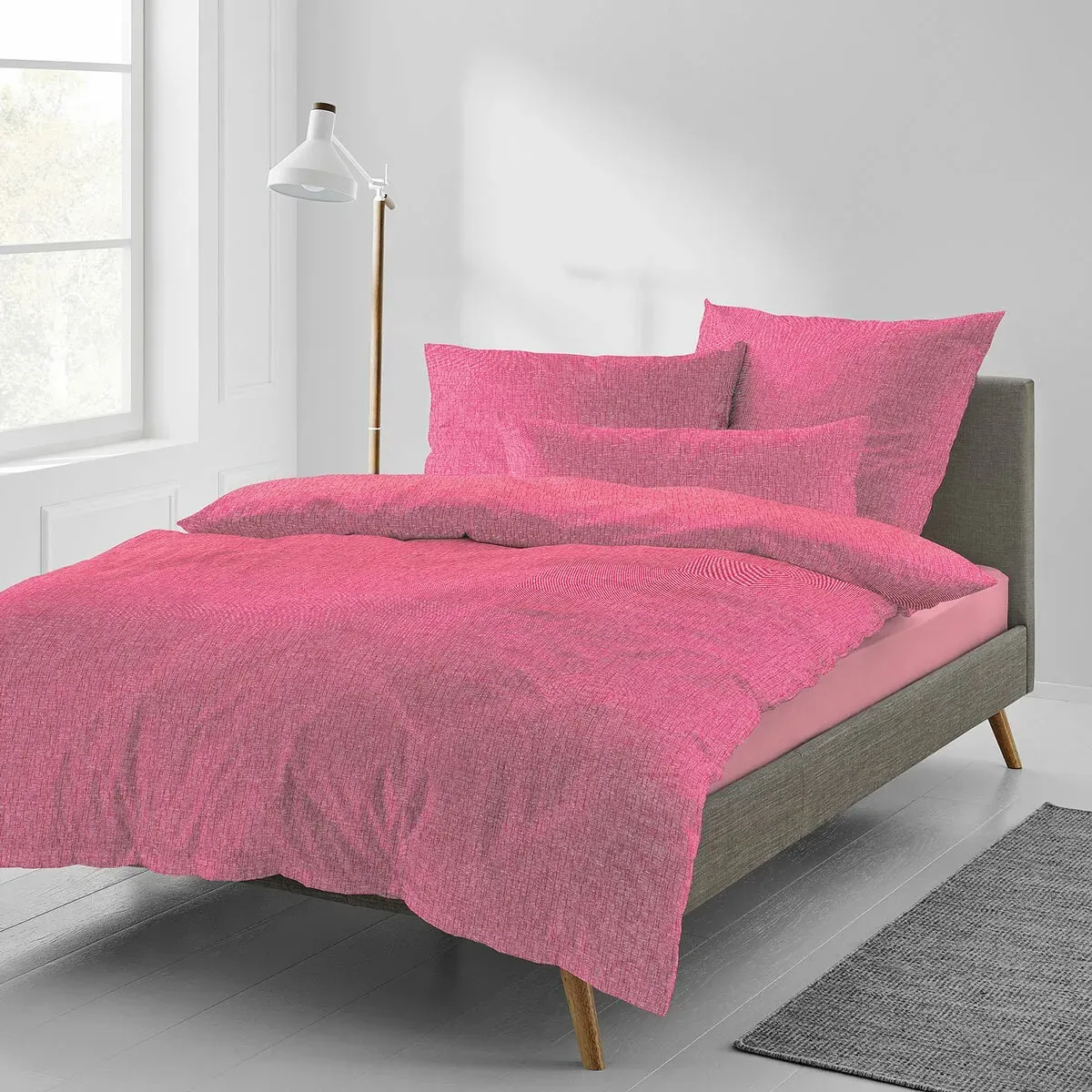 Irisette Essential Mako-Satin Bettwäsche Carla 200x200 cm + 2x 80x80 cm | rot - rot