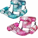 2 Stück Aufblasbare Wasser Pool Luftmatratze für Erwachsene, 4 In 1 Pool Spielzeug, Wasserhängematte, Aufblasbare Pools Schwimmsitze, Wassersessel Schwimmstuhl für Partys, Sommer, Wasser, St-Rand