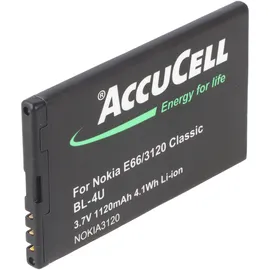 AccuCell Akku passend für Nokia 3120 classic BL-4U, Nokia E66