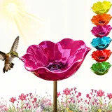 Blumen Gartenstecker VogelträNke, Bienentränke für Den Garten, Gartenstecker Metall, Erwecken Sie Ihren Garten Zum Leben, Ldeal für Beete & Wege (1pcs*Rosa,Metallic)