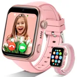 AKUMAKA 4G Smartwatch Kinder mit GPS und Telefon, IP68 Wasserdicht Kinder Smartwatch mit Videoanruf, SOS, Schulmodus, Voice Chat, WhatsApp, Schrittzähler, Wecker Kinderuhr für Mädchen und Jungen, Rosa