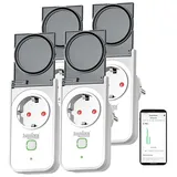 Luminea Home Control Smart-Home-Steckdose 4er Outdoor WLAN Weiß
