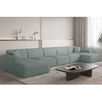 Fun Möbel Wohnlandschaft Sofa U-Form CELES PREMIUM XL in Stoff Scala Saphirblau - Blau