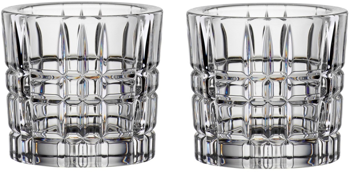 NACHTMANN Serie Square Teelichthalter Kristallglas Set mit 2 Stück