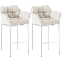 CLP 2er Set Barhocker Damaso Stoff mit Vierfußgestellen weiß/weiß