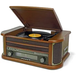Soundmaster NR560 Nostalgie Stereoanlage Kompaktanlage Plattenspieler CD-Player MP3 USB Encoding Kassettenspieler 75-Ohm Anschluss