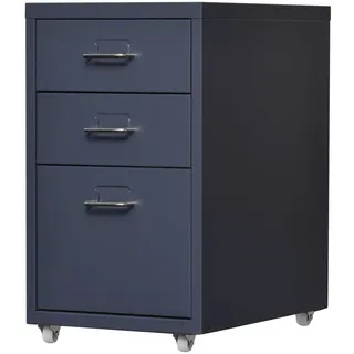 [en.casa] Rollcontainer, Kökar mit 3 Schubladen, 28x48x41 cm, Grau