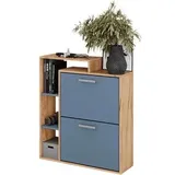 Vicco Orlando 80 x 90 x 24,2 cm 6 Fächer, 2 Schubladen blau / Eiche