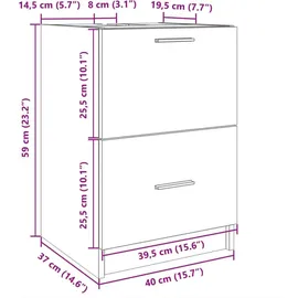 vidaXL Waschbeckenunterschrank Schwarz 40x37x59 cm Holzwerkstoff