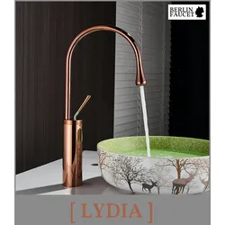 Lydia | Hotel Rosegold Badarmatur | Edelstahl Wasserhahn Für hohe Waschbecken |Mischbatterie 2 Anschlüsse | Hochdruck Armatur hoch |Badezimmer