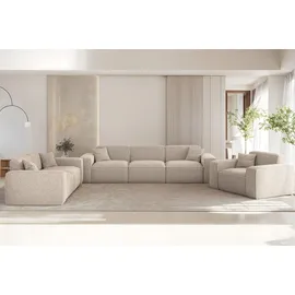 Fun Möbel Sessel Celes Premium Stoff Sven 80 x 80 x 80 cm Braun mit Zierkissen