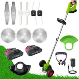 ROTORAZER 8-in-1 Elektro-Rasentrimmer, 2 Batterien 21 V, Rasentrimmer, Astschere, Rasenmäher, verschiedenes Zubehör, 90° schwenkbarer Kopf (Mower + 2 Bats + 3 Klingen)