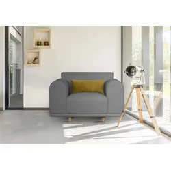 Loveseat ANDAS "Maroon Sessel", grau, B:125cm H:82cm T:96cm, 89% Polyester/9% Rayon/3% Nylon, Sessel, in skandinavischem Design, mit losem Kissen
