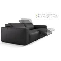 Sofanella 3-Sitzer Leder LENOLA, Relaxcouch, Designersofa, Designer Sofa, 3er Couch, Sofagarnitur schwarz 216 cm x 72 cm x 109 cm