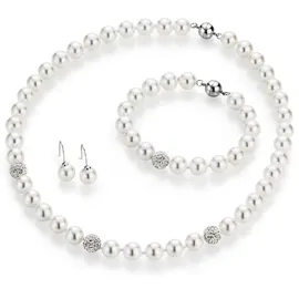 FIRETTI Schmuckset Multipack Schmuck Geschenk Perlenkette Perlenarmband Perlohrhaken 4-tlg. bunt