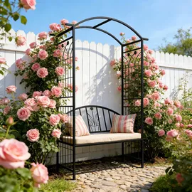 Relaxdays Rosenbogen 210 x 134 x 48 cm Schwarz