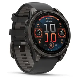 Garmin fenix 8 AMOLED 47 mm sapphire, schwarz / carbongrau DLC Titan mit QuickFit Silikon-Armband 22 mm