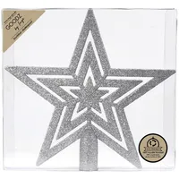 INGE-GLAS Christbaumspitze Stern 21,5cm Kunststoff mit Glitzer | Silber