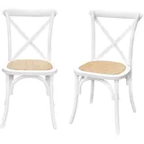 sweeek - 2er Set Bistrostühle aus Holz, Vintage, Sitzfläche aus Rattan, stapelbar - Belleville