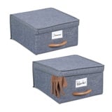 Relaxdays Aufbewahrungsbox mit Deckel 2er Set - grau