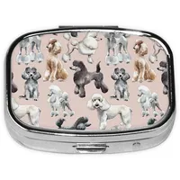 Oodles of Pudel Pillendose 2 Fächer Medizin Pillendose Tragbare Metall Medizin Organizer für Tasche oder Geldbörse Dekorative Pillendose Einzigartiges Geschenk