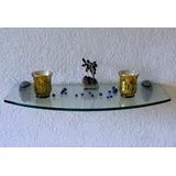 Dekoleidenschaft Wandregal aus 10mm Glas, satiniert, Verschiedene Formen und Größen, Glasregal, Glasboden, Glasablage, Badregal, Eckregal Bad Ablage Regal (Wandclips Silber, 90x20-30 cm Convex)