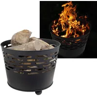 Feuerkorb schwarz Feuertonne Kaminholz Korb Feuerschale 45 cm