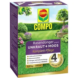 Compo Rasendünger Unkraut & Moos Komplett-Pflege 6 kg für 200 m2