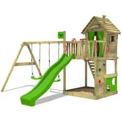 Spielturm HappyHome mit Schaukel & apfelgrüner Rutsche One Size