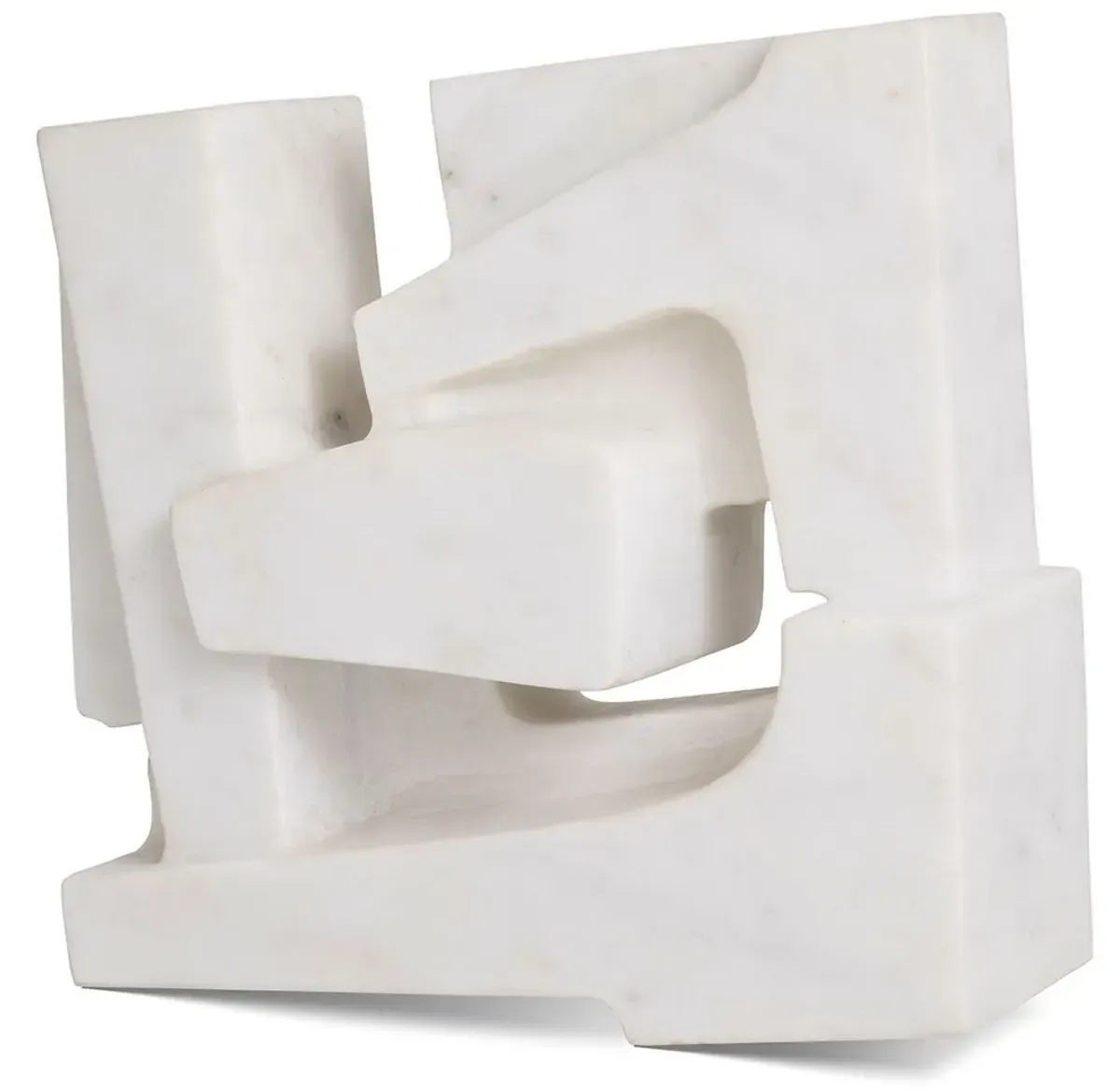 Casa Padrino Luxus Marmor Deko Objekt Weiß 38 x 15 x H. 38 cm - Wohnzimmer Dekoration - Schreibtisch Dekoration - Marmor Dekoration - Luxus Kollektion