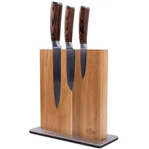 Wakoli EDIB 3er Damastmesserset I Holzbox I 8 - 17cm Klinge I mit Messerblock
