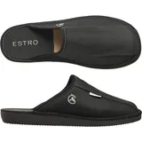 ESTRO Hausschuhe Herren Leder Herrenhausschuhe - Hausschuh Männer Pantoffel Pantoffeln Pantoletten Slipper Mann Warm FROST (44 EU, Onyx) - 44 EU