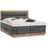 Belanoti Boxspringbett Anthrazit Textil, Echtholz,Eiche, 7-Zonen 180x200 cm, Schlafzimmer, Betten, Boxspringbetten