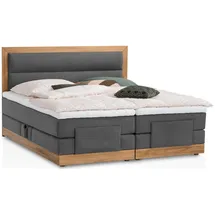Belanoti Boxspringbett Anthrazit Textil, Echtholz,Eiche, 7-Zonen 180x200 cm, Schlafzimmer, Betten, Boxspringbetten