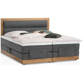Belanoti Boxspringbett Anthrazit Textil, Echtholz,Eiche, 7-Zonen 180x200 cm, Schlafzimmer, Betten, Boxspringbetten