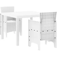 VidaXL 3-tlg. Garten-Essgruppe Weiß Poly Rattan