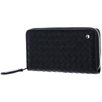 ABRO Leather Piuma Weaving Zip Wallet Black / Nickel