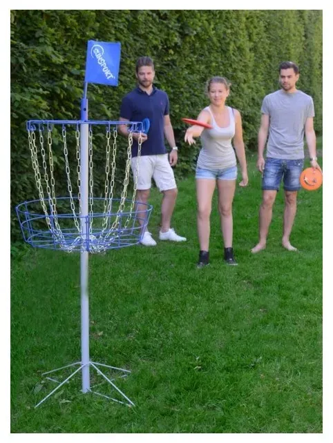 Discgolfkorb für Kinder 120 cm Grau pulverbeschichteter Stahl - Sunsport - Robuste Ketten, wetterfest, ab 7 Jahren
