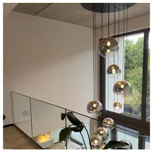 s.luce Orb XL Galerieleuchte 8-flammig mit Modular Baldachin Rund / Schwarz/Rauch / Weiß