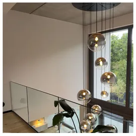 s.luce Orb XL Galerieleuchte 8-flammig mit Modular Baldachin Rund / Schwarz/Rauch / Weiß