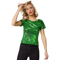 tectake® Pailletten-Kurzarm-Shirt