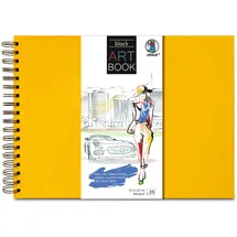 Ursus 25310015 - Art Book Schwarz, 200g/qm mit stabiler Spiralbindung, wasserabweisendes Hardcover in Sonnengelb, schützt Kunstwerke und Handlettering-Skizzen